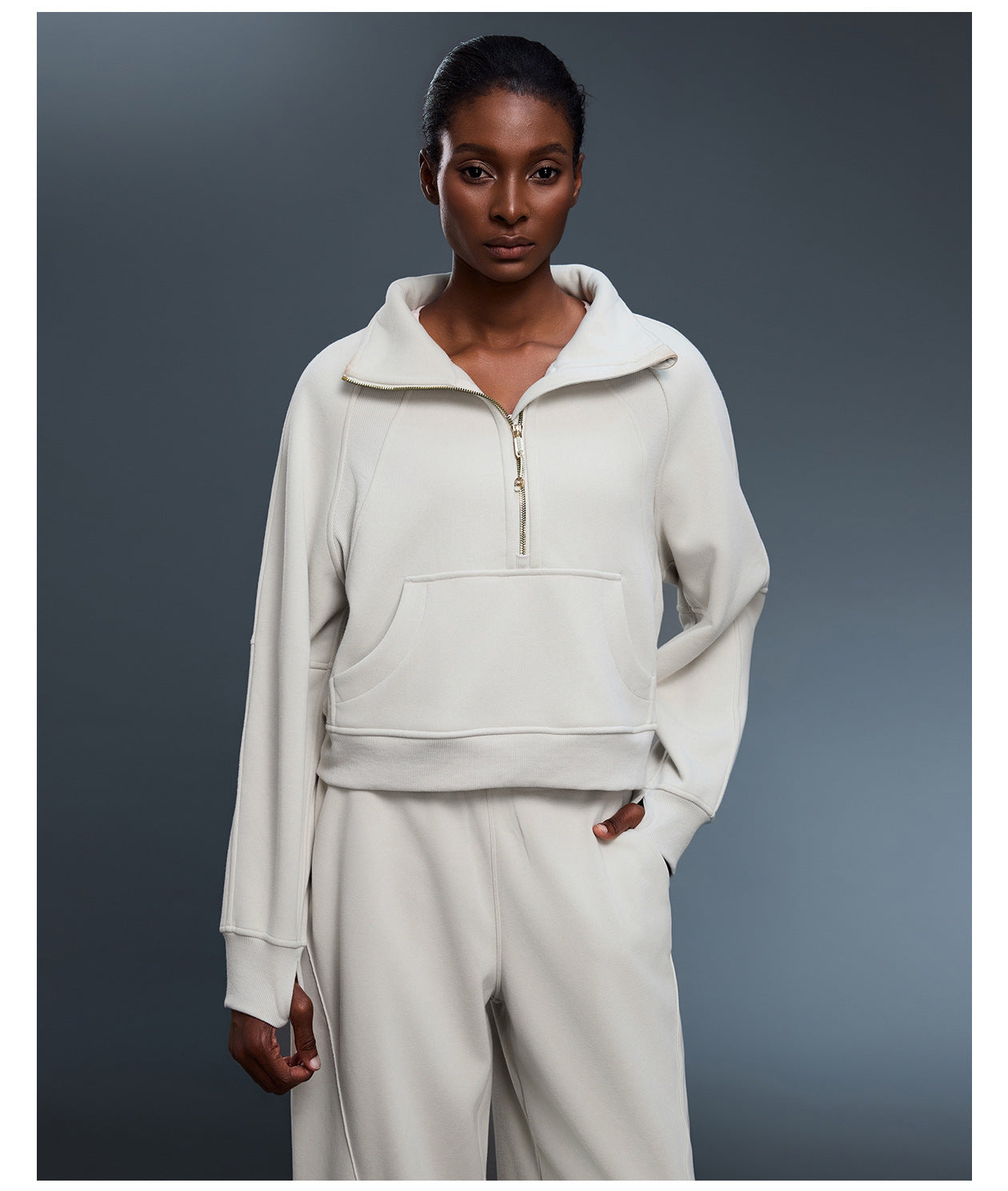 Sports Sweater Women Autumn Winter Fleece lined Half Open Zipper Turtleneck Pullover Outer Wear Warm Jacket