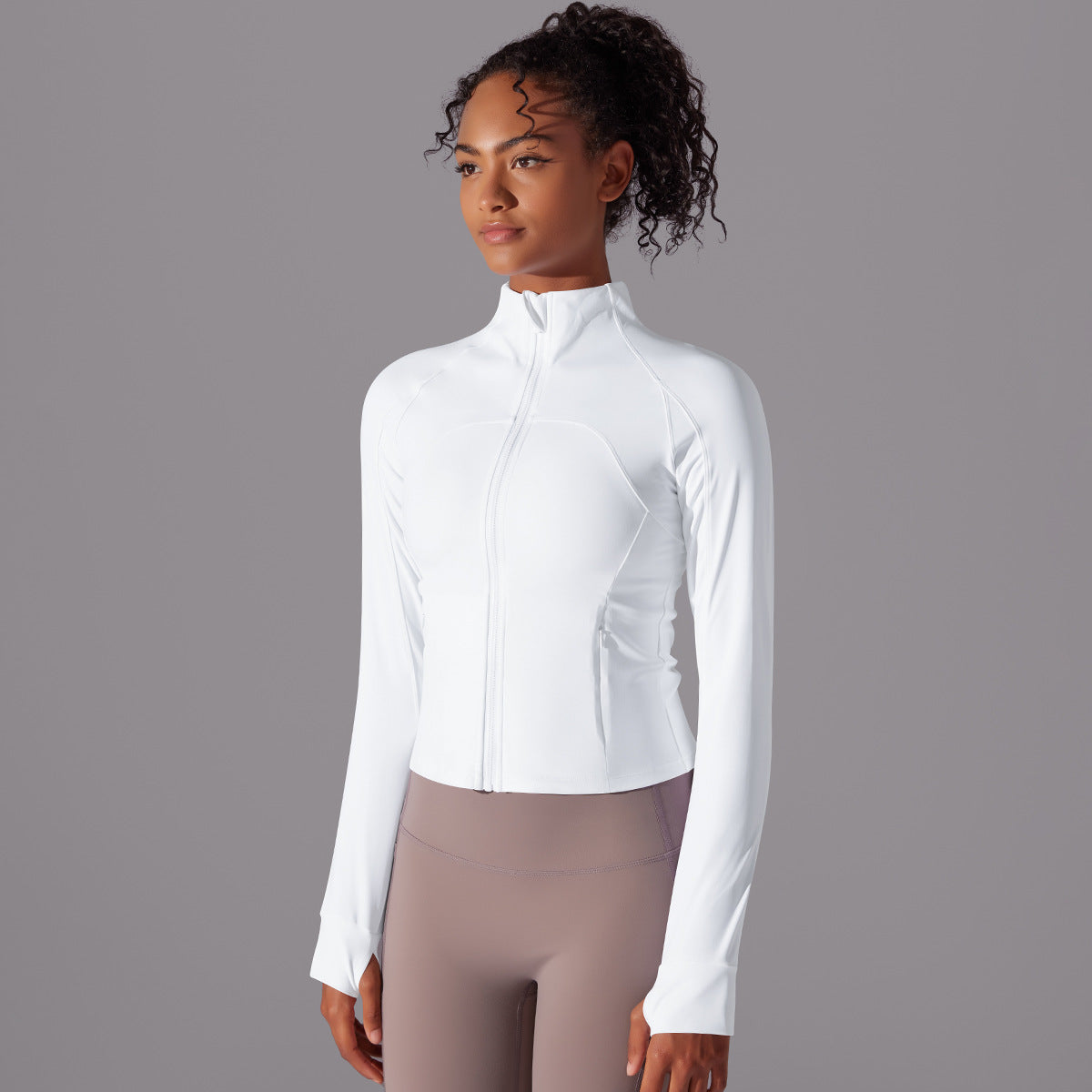 Stitching Fitness Zipper Skin Friendly Slim Fit Breathable Yoga Clothes Women Quick Drying Coat Sports Fitness Workout Long Sleeve