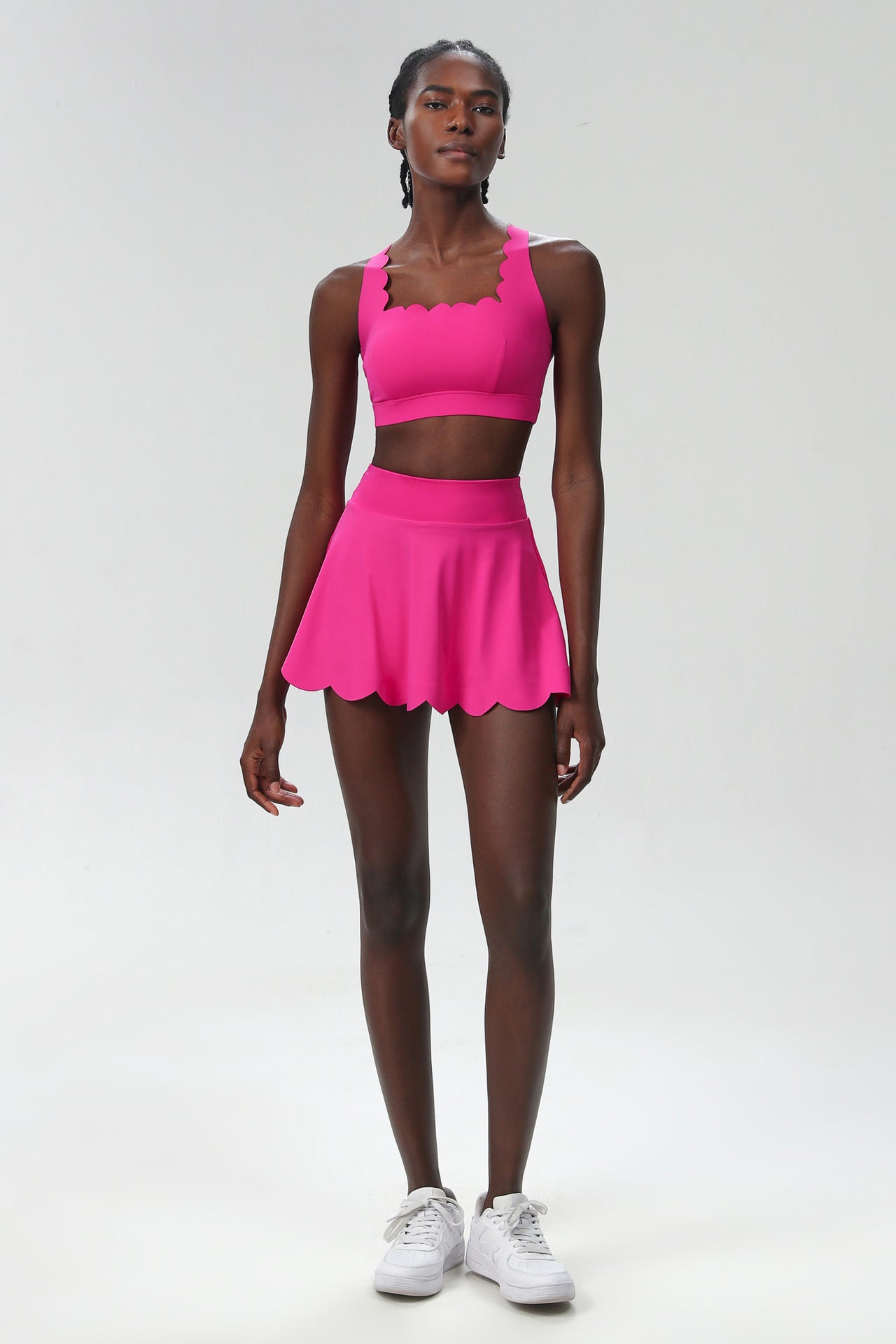 Summer Tennis Women Quick Drying Lycra Sports Workout Clothes Two Piece Skirt