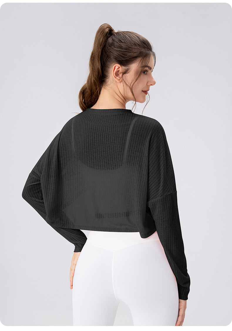 Women Yoga Blouse Long Sleeve Lightweight Breathable Workout Top Loose Outdoor Running Casual Sports Blouse