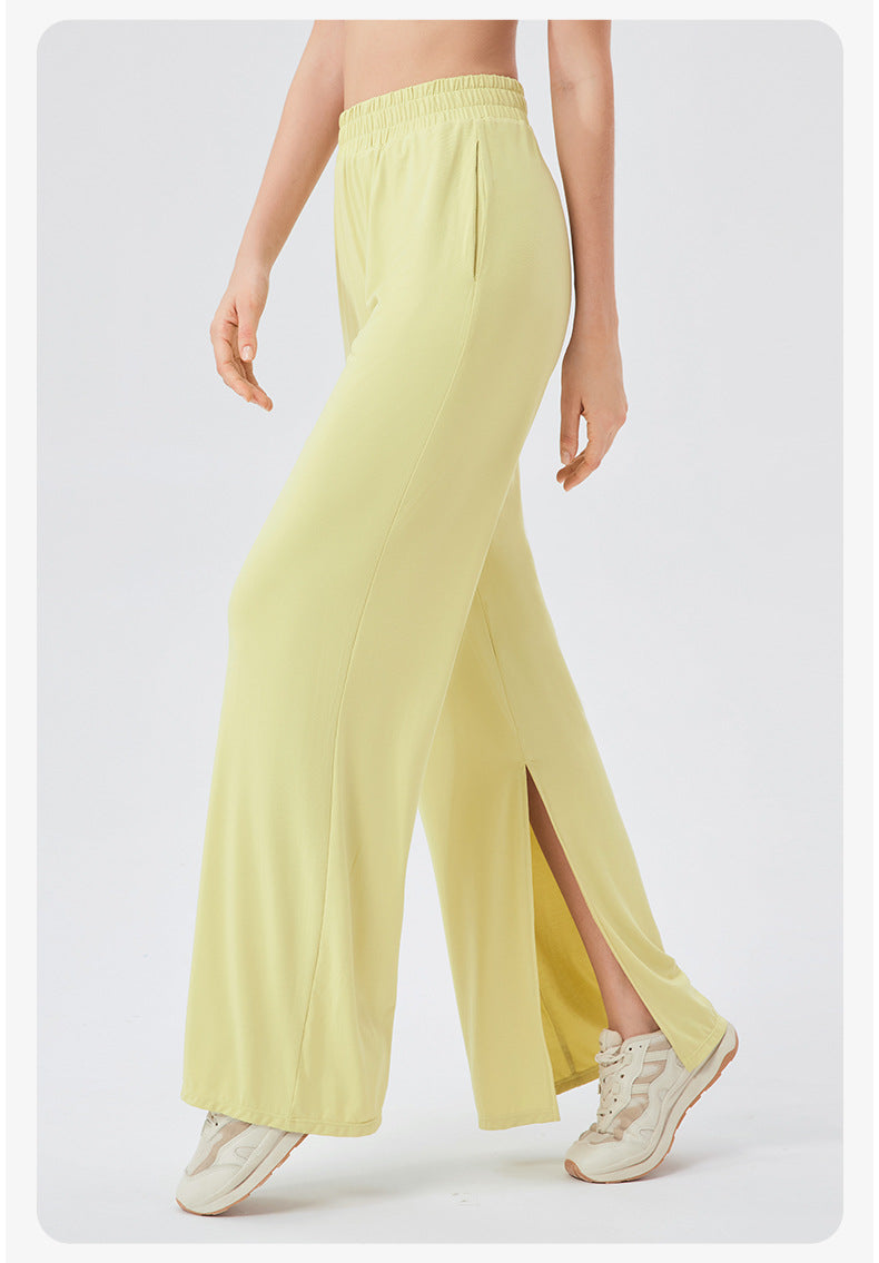 Women Loose Track Pants Modal Cool Breathable Casual Dance Pants High Waist Drooping Split Yoga Trousers