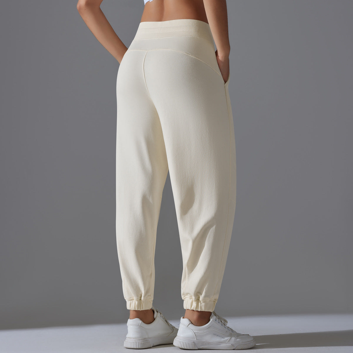 Internet Celebrity Pants Loose Tappered Sports Pants Drawstring Side Pocket Draping Wide Leg Breathable High Waist Fitness Pants Running Pants