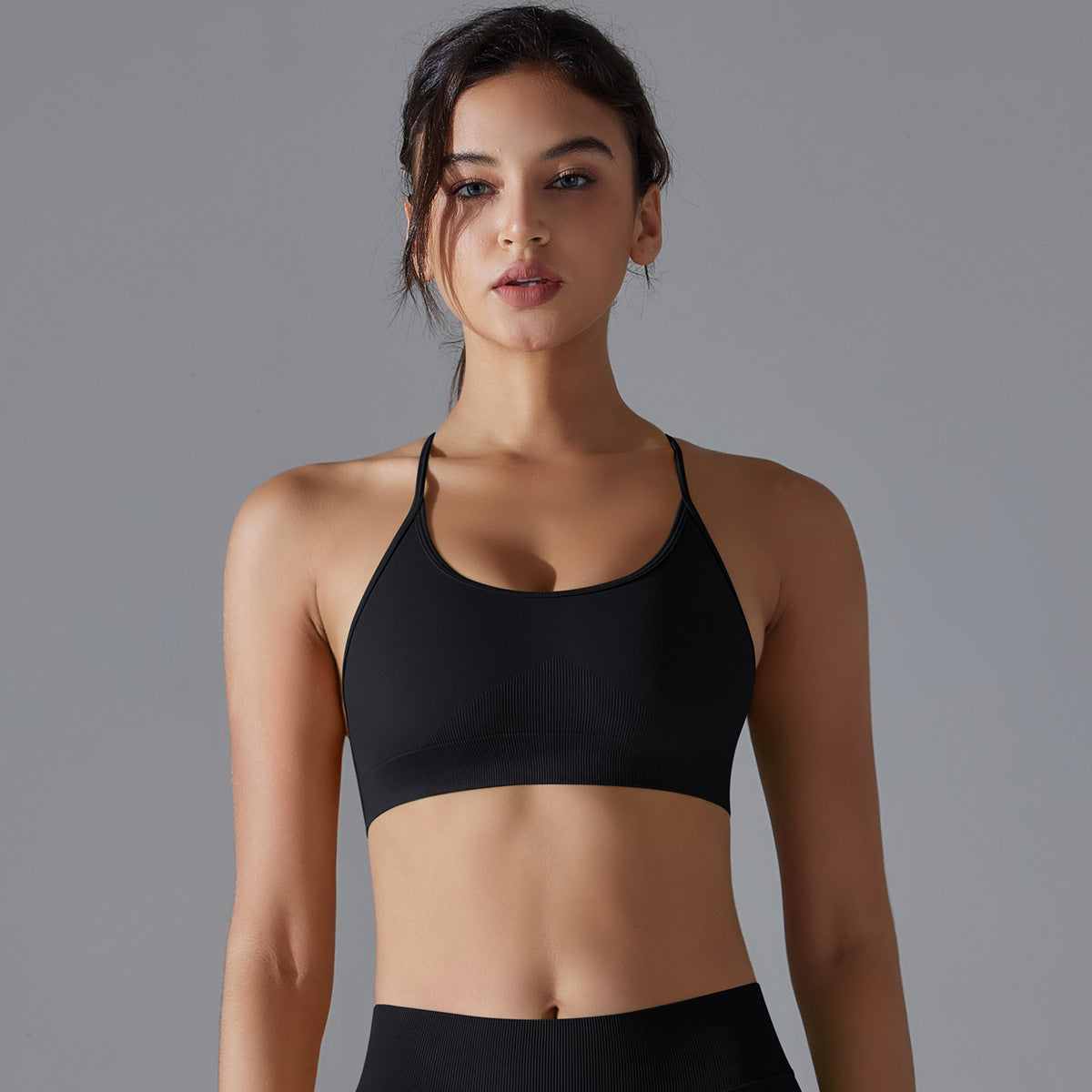 Seamless Knitted Yoga Bra Quick Drying Tight Sports Running Fitness Clothes Sling Cross Beauty Back Yoga Clothes