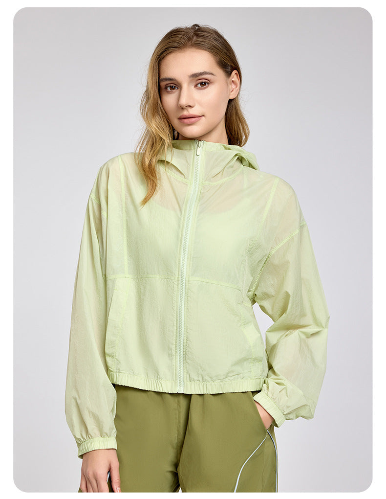 Lightweight Breathable Long Sleeves Top Women's Loose Outdoor Casual Anorak Summer Sports Running Yoga Clothes Coat