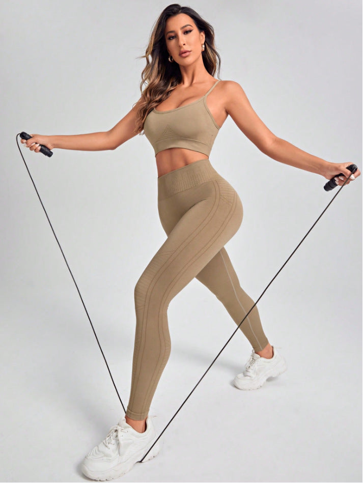Tight High Waist Belly Contracting Yoga Pants Hip Lifting Perspiration Pilates Fitness Exercise Yoga Two Piece Sets