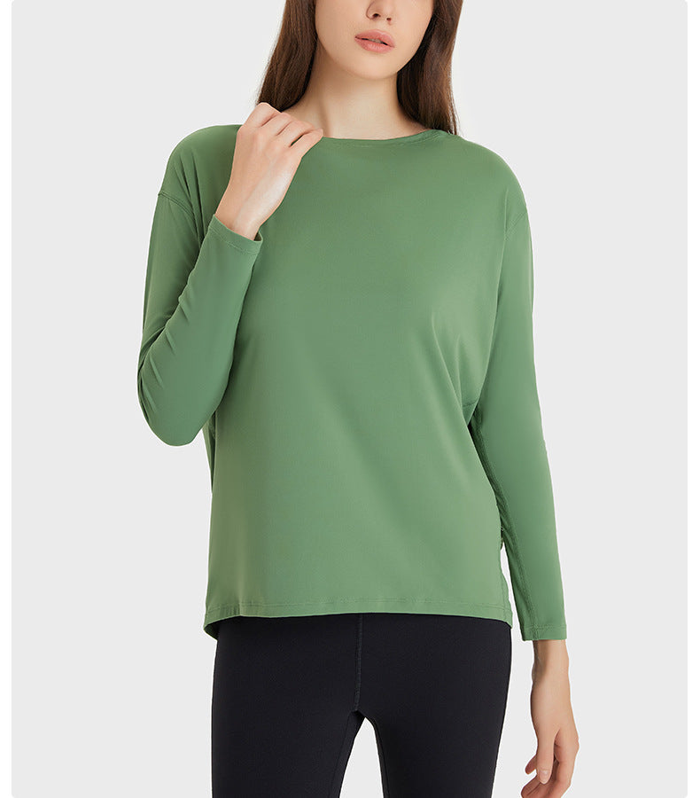 Arrival Double Sided Nude Feel Loose Long Sleeved Women Slim Fit Breathable Simple Women Training Fitness Yoga Wear