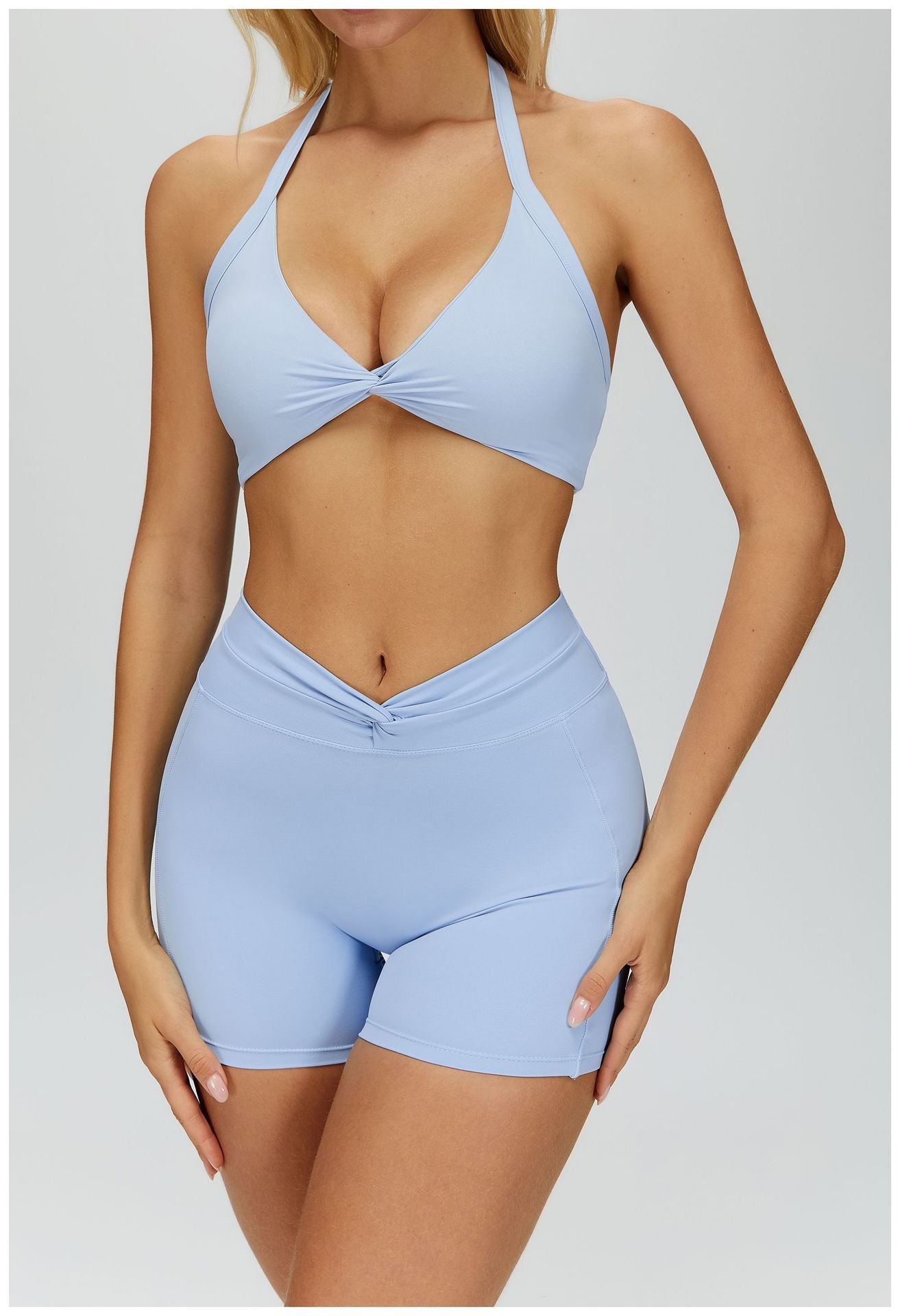 Nude Feel Halter Yoga Bra Generous Beauty Back Skinny Sports Bra Running Workout Underwear