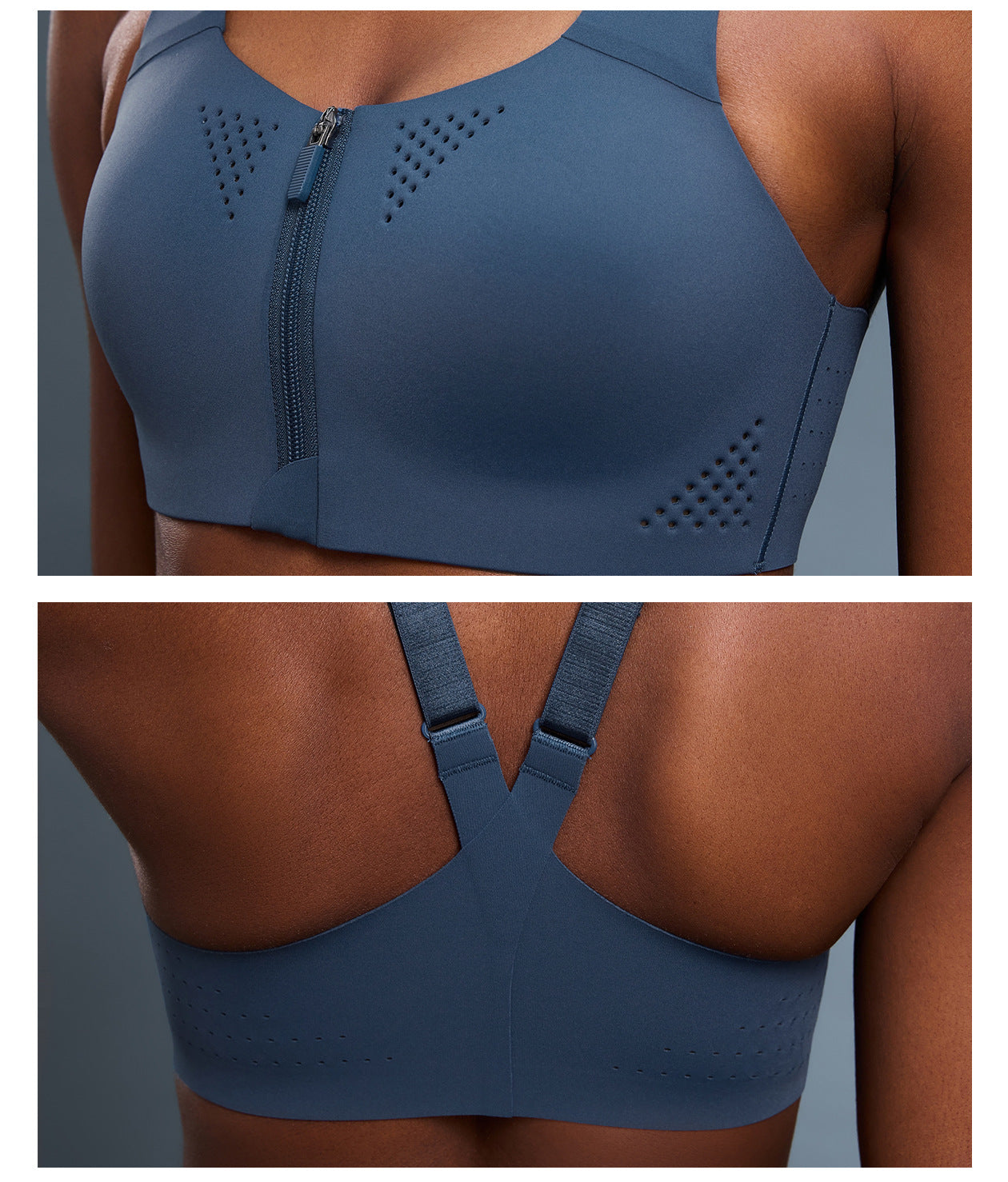 Front Zipper High Strength Sports Underwear for Women One Piece Cup Shockproof Push up Yoga Bra Adjustable Shoulder Strap
