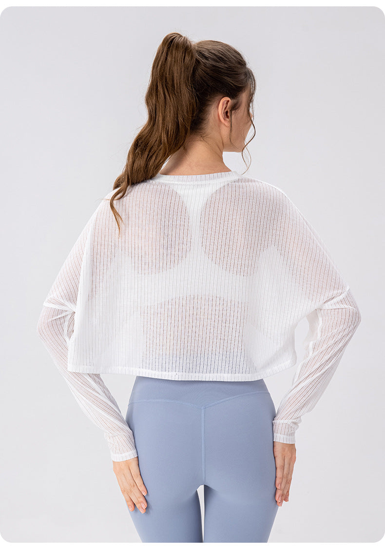 Women Yoga Blouse Long Sleeve Lightweight Breathable Workout Top Loose Outdoor Running Casual Sports Blouse
