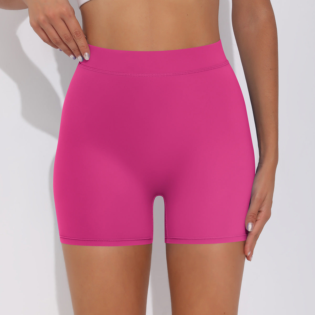 Skin Friendly Peach Hip Pleated Yoga Pants Running Leggings High Waist Stretch Workout Shorts Women