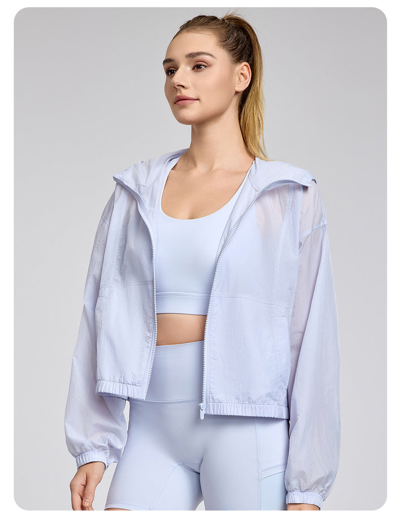 Lightweight Breathable Long Sleeves Top Women's Loose Outdoor Casual Anorak Summer Sports Running Yoga Clothes Coat