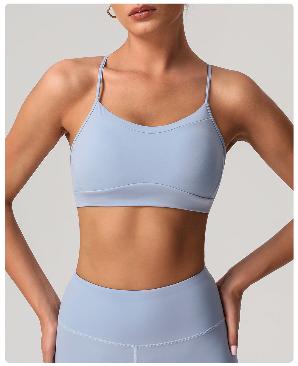 Nude Feel Quick Drying Push up Beauty Back Yoga Bra Shockproof Sports Underwear Running Workout Vest Detachable with Pad