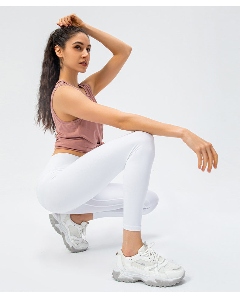 Spring Summer Women Ice Yoga Vest Loose Casual Running Sports Blouse Quick Drying Breathable Workout Top