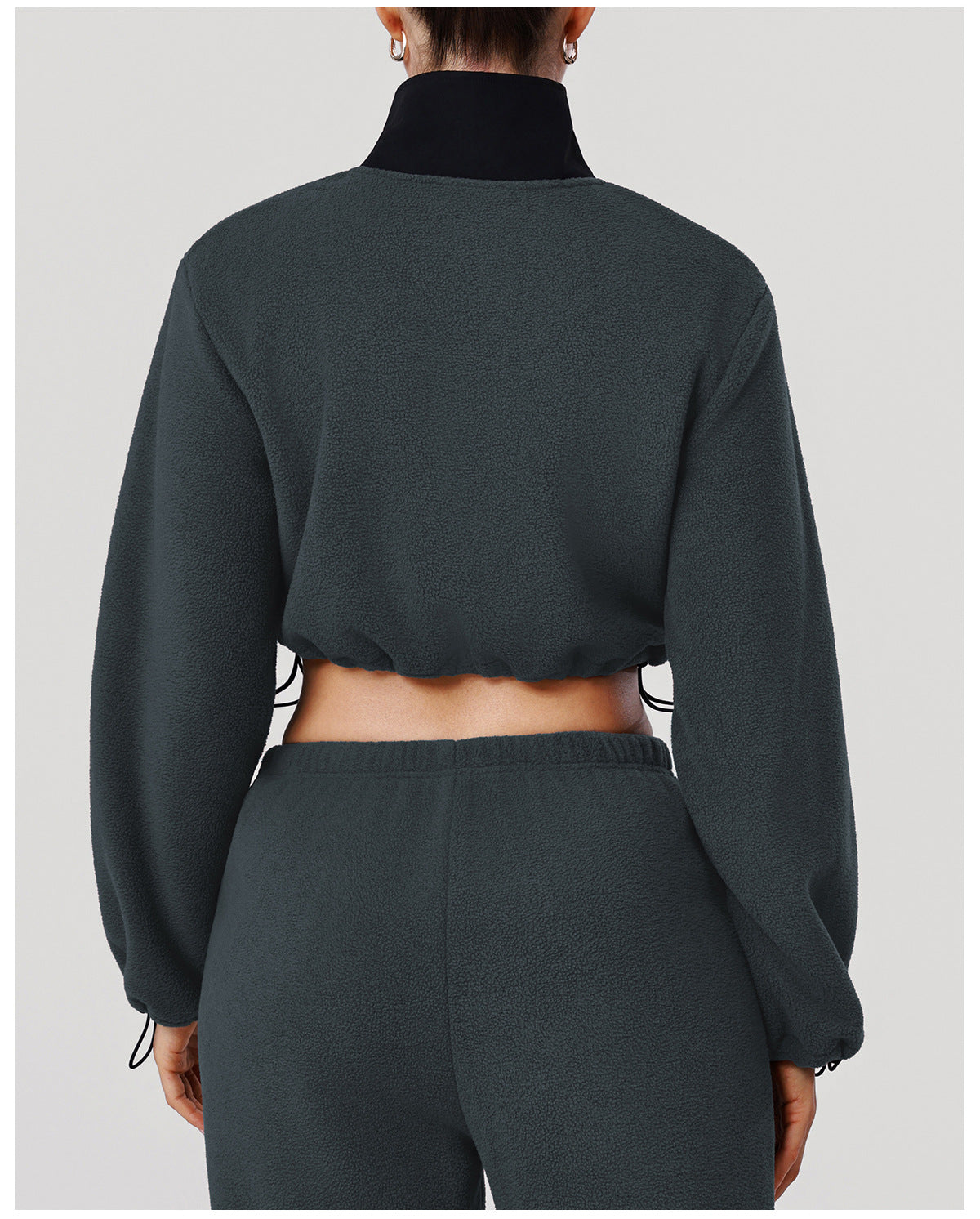 Autumn Winter Thick Polar Fleece Sports Slim Fitting Coat Warm Stand Collar Zipper Pocket Fitness Long Sleeved Upper Garment