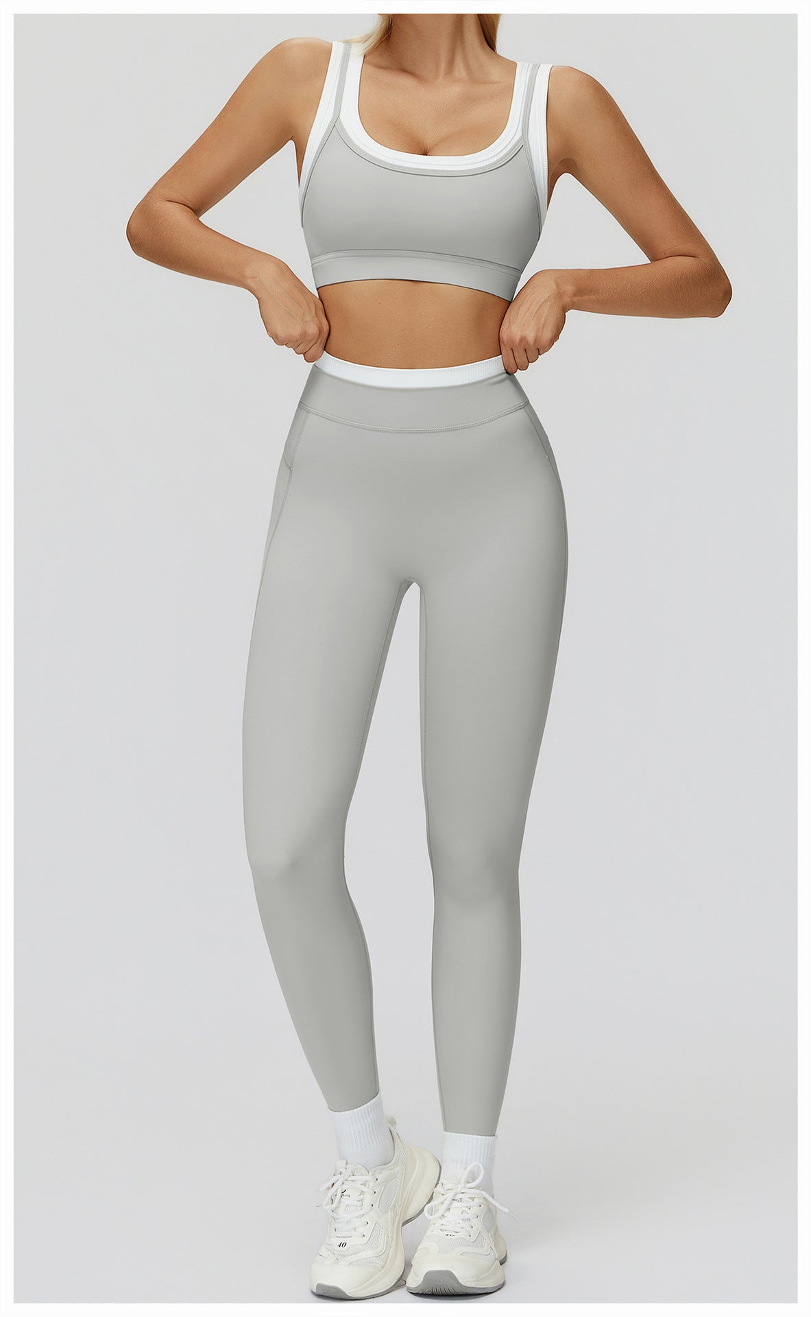 Nude Feel Yoga Trousers Thread High Waist Contrast Color Tight Trousers Women Sports Running Fitness Clothes