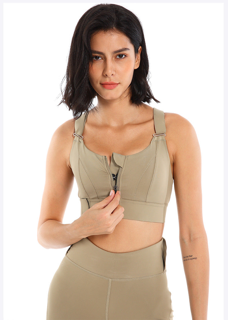 Zipper Sports Underwear Women High Strength Shockproof Running Yoga Beautiful Vest Seamless Push up Workout Bra Bra