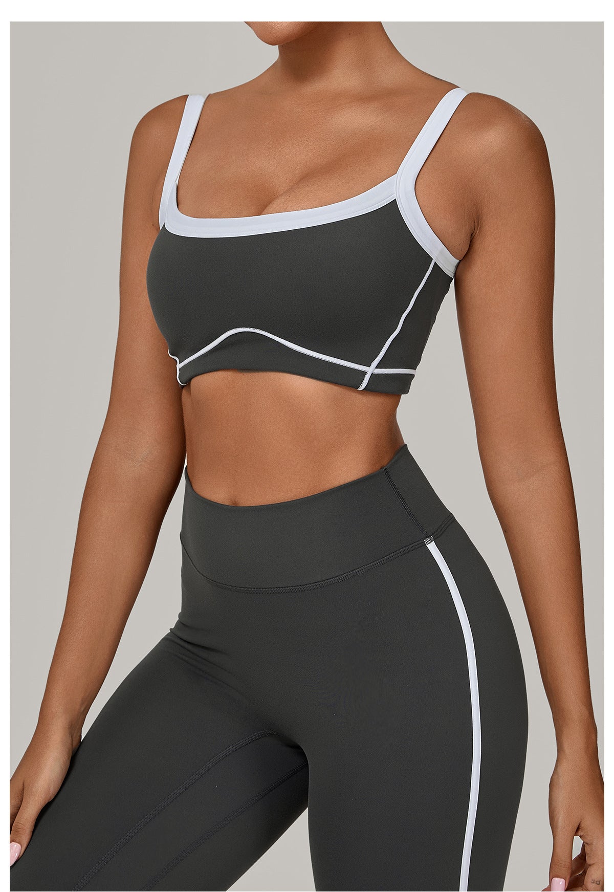 Autumn Sand Color Contrast Patchwork Yoga Bra Double Shoulder Strap Beauty Back Quick Drying Sports Tops Outerwear Running Yoga Clothes