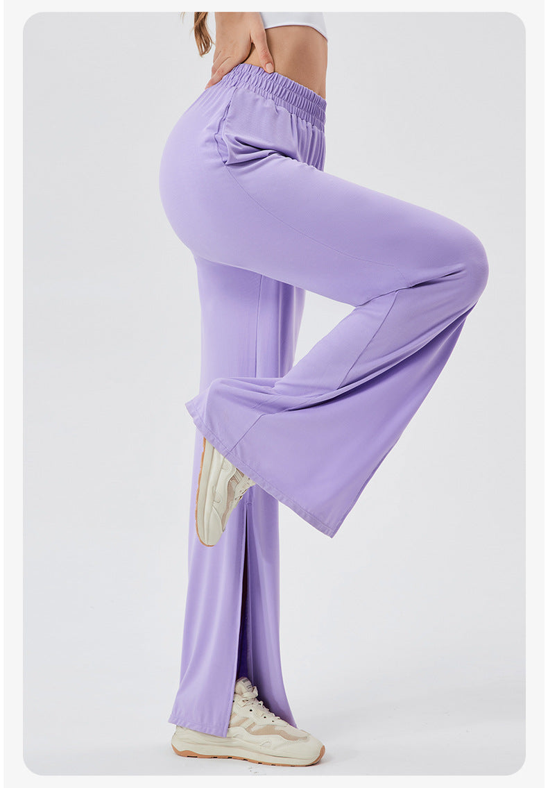 Women Loose Track Pants Modal Cool Breathable Casual Dance Pants High Waist Drooping Split Yoga Trousers