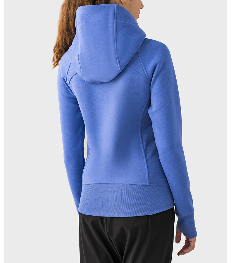 Sca Thickened Warm Hooded Sports Jacket Women Outdoor Casual Outdoor Yoga Training Fitness Jacket