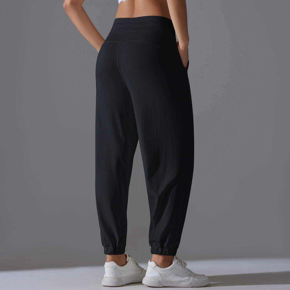 Internet Celebrity Pants Loose Tappered Sports Pants Drawstring Side Pocket Draping Wide Leg Breathable High Waist Fitness Pants Running Pants