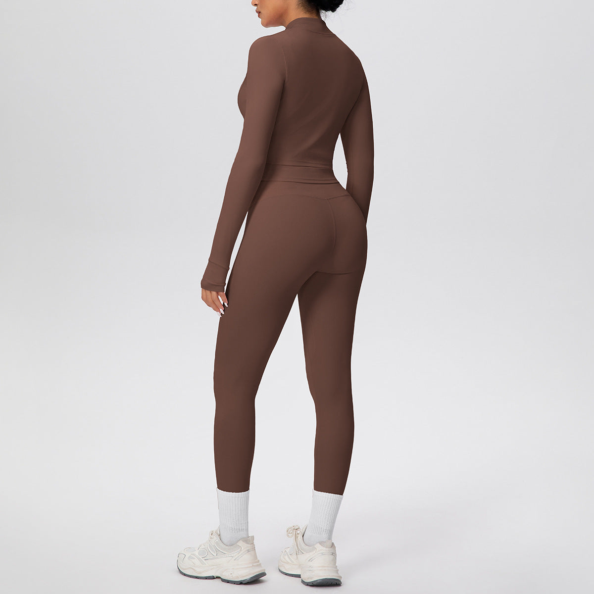 Women Solid Color Zip Long Sleeve Coat Oblique Shoulder Vest Slim Fit Yoga Pants Workout Clothes Yoga Three Piece Set