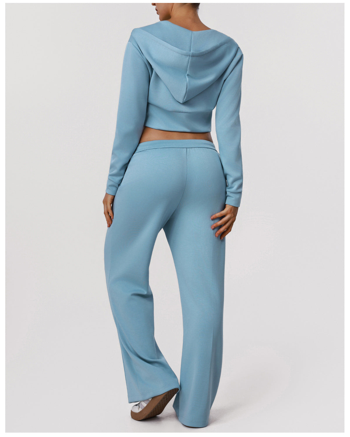Sports Wide Leg Pants Women Autumn Winter Hooded Long Sleeve Top Yoga Clothes Coat Fitness Two Piece Sets