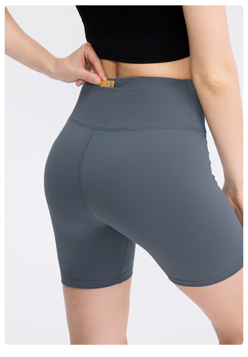 Nude Feel Yoga Shorts Women Double Sided Brocade Brushed Tight Sports Pants High Waist Hip Lift Fitness Shorts