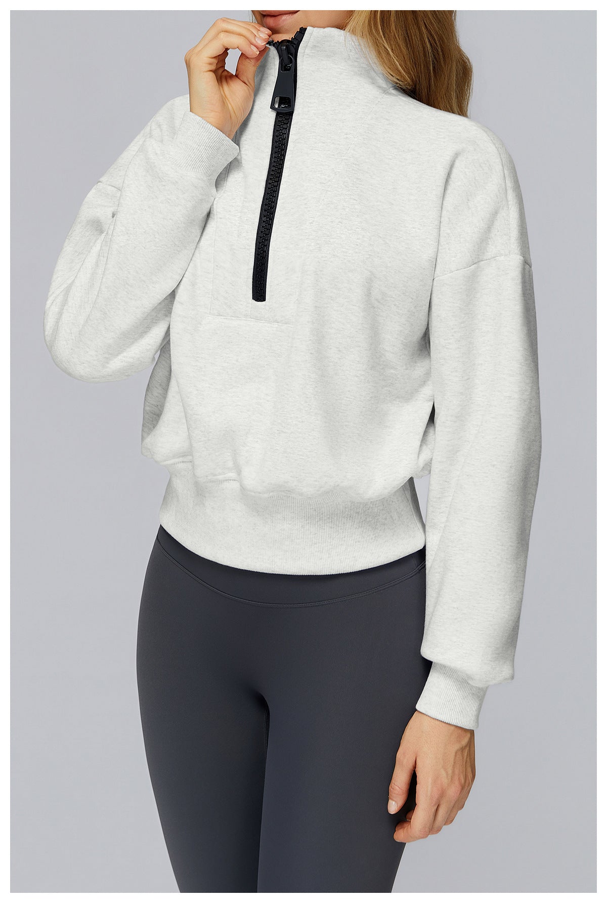 Autumn Winter Sports Sweater Stand Collar Loose Windproof Sweater Warm All Matching Outdoor Casual Sports Top