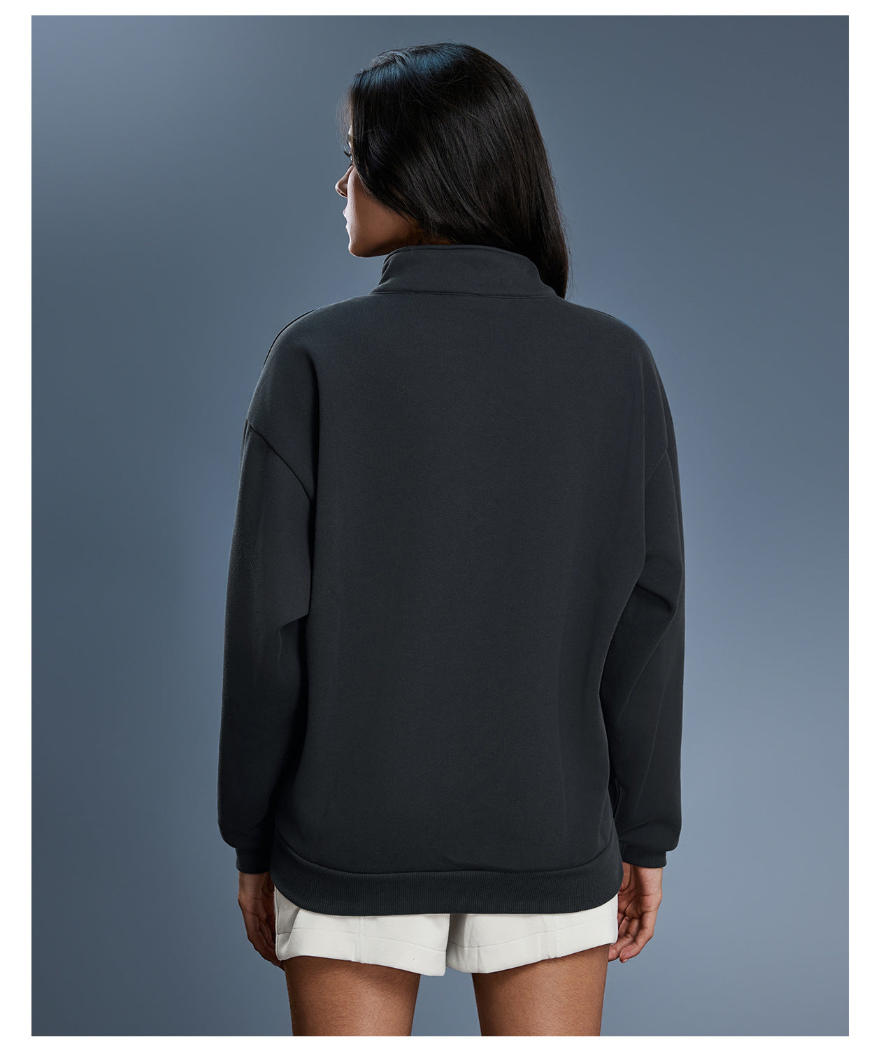 Autumn Winter Half Zipper Fleece Lined Thickening Stand Collar Sweater Women Casual Loose All Matching Warm Top
