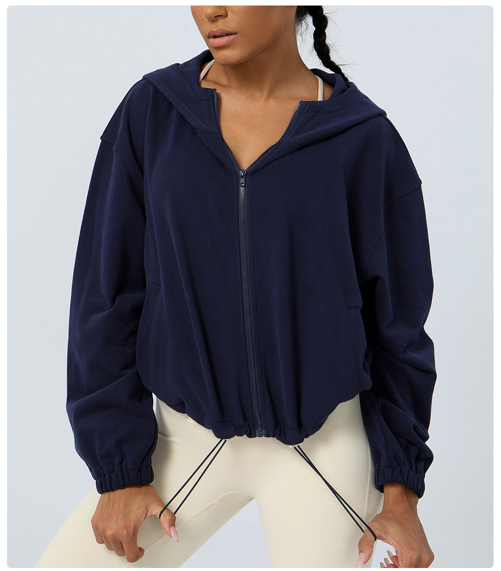 Loose Casual Sports Sweater Workout Top Outdoor Running Cycling Training Zipper Coat Sweatshirt Women