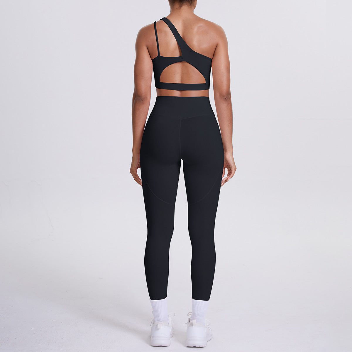 Oblique One Shoulder Beauty Back Yoga Bra Nude Feel Sports Underwear Running Yoga Pants Fitness Pocket Trousers Set