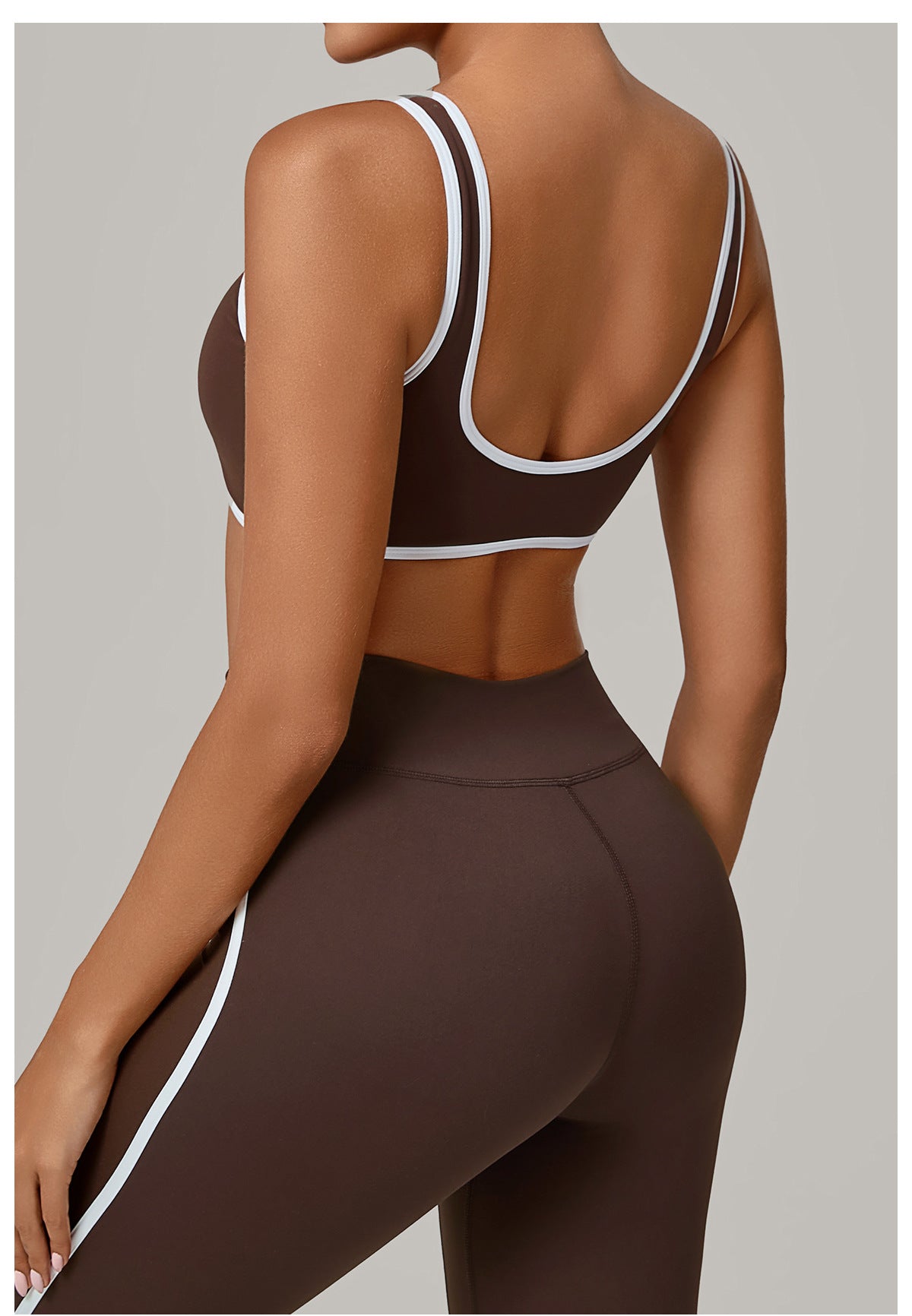 Autumn Sand Contrast Color Wide Shoulder Strap Sports Underwear Shockproof Women One Piece Yoga Bra Outdoor Workout Clothes