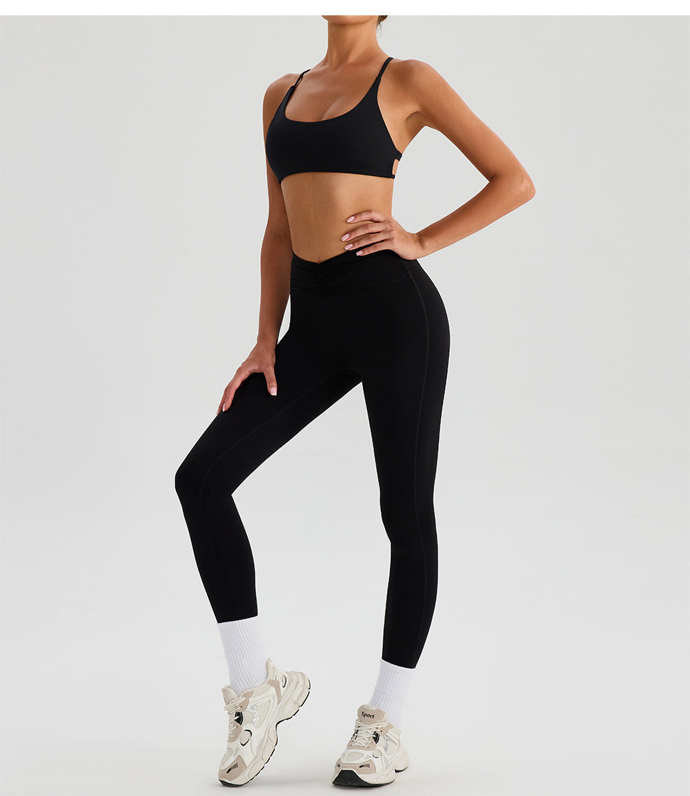 Backless Traceless Cross Strap Yoga Underwear Women Bra with Chest Pad Sports Quick Drying Chest Slimming Fitness Outerwear Bra
