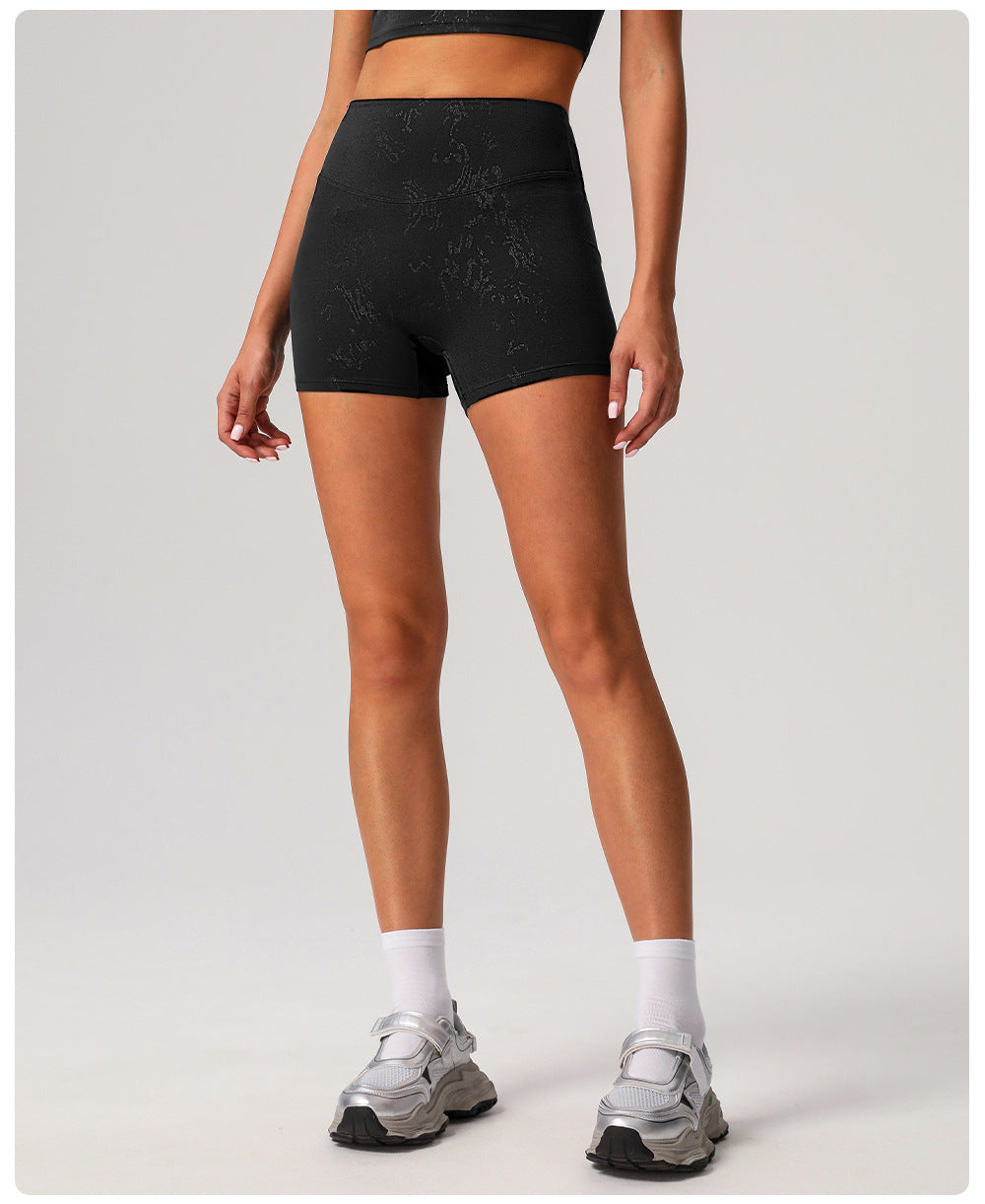 Silver Tight High Grade Yoga Shorts Women Hip Lifting Nude Feel Fitness Pants Running Quick Drying Sports Shorts