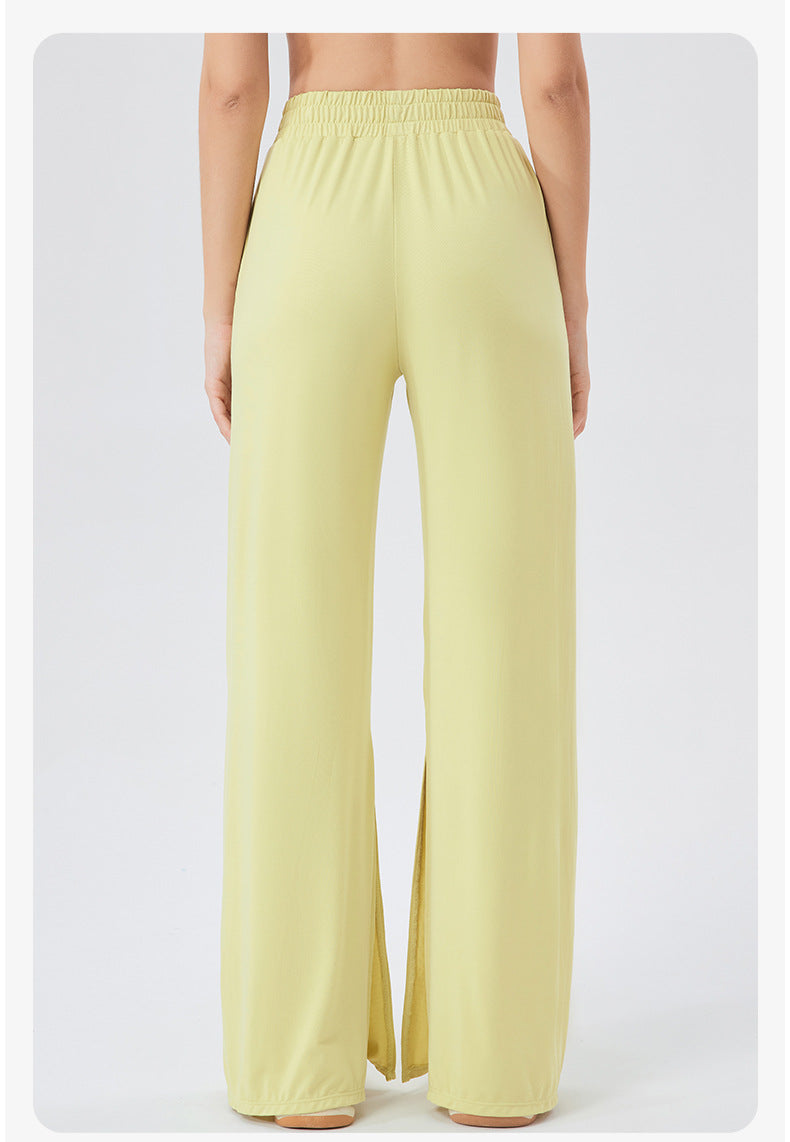 Women Loose Track Pants Modal Cool Breathable Casual Dance Pants High Waist Drooping Split Yoga Trousers