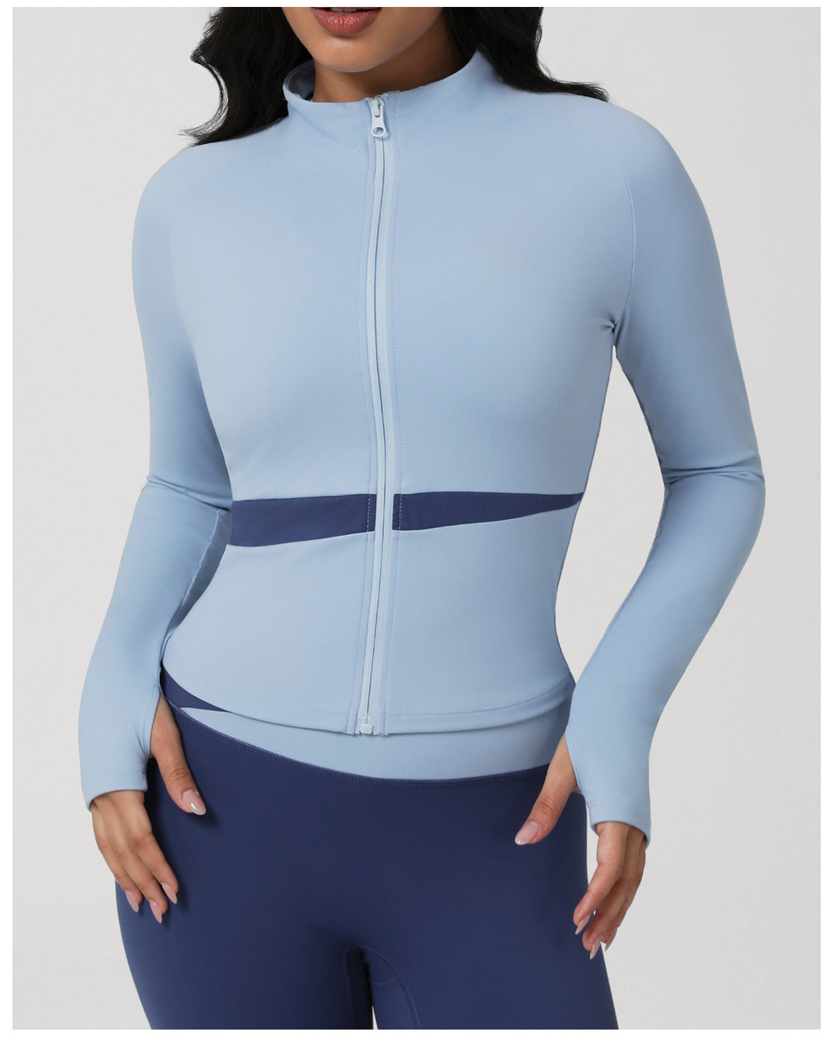 Autumn Winter Yoga Clothes Pilates Training Workout Top Morning Running Quick Drying Sports Contrast Color Long Sleeves Coat
