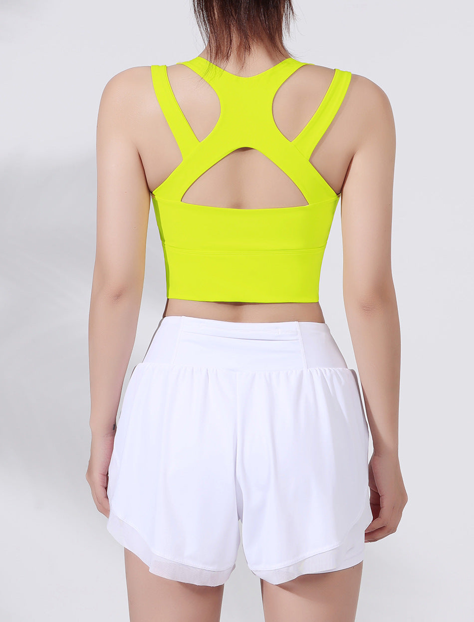 Front Zipper Sports Underwear Women One Piece Chest Pad Fitness Running Yoga Bra Beauty Back Vest
