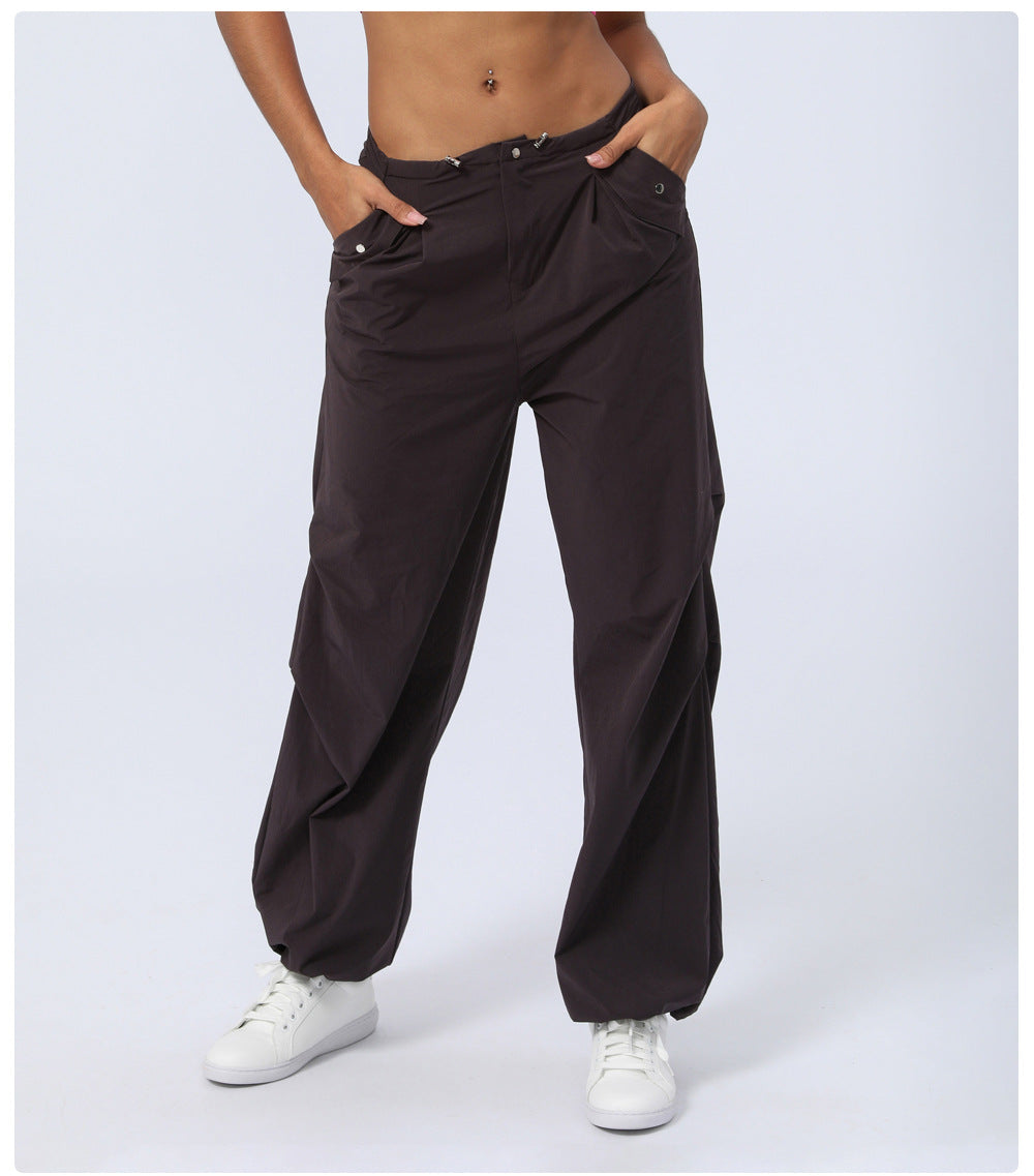 Autumn Winter High Waist Quick Drying Sports Trousers Women Ankle Banded Pants Loose Straight Paratrooper Pants Casual Working Pants