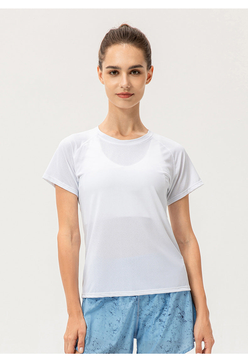 Women Summer Ice Feeling Quick Drying Yoga Short Sleeve Loose Casual Running Exercise T shirt Breathable Fitness Short Sleeve