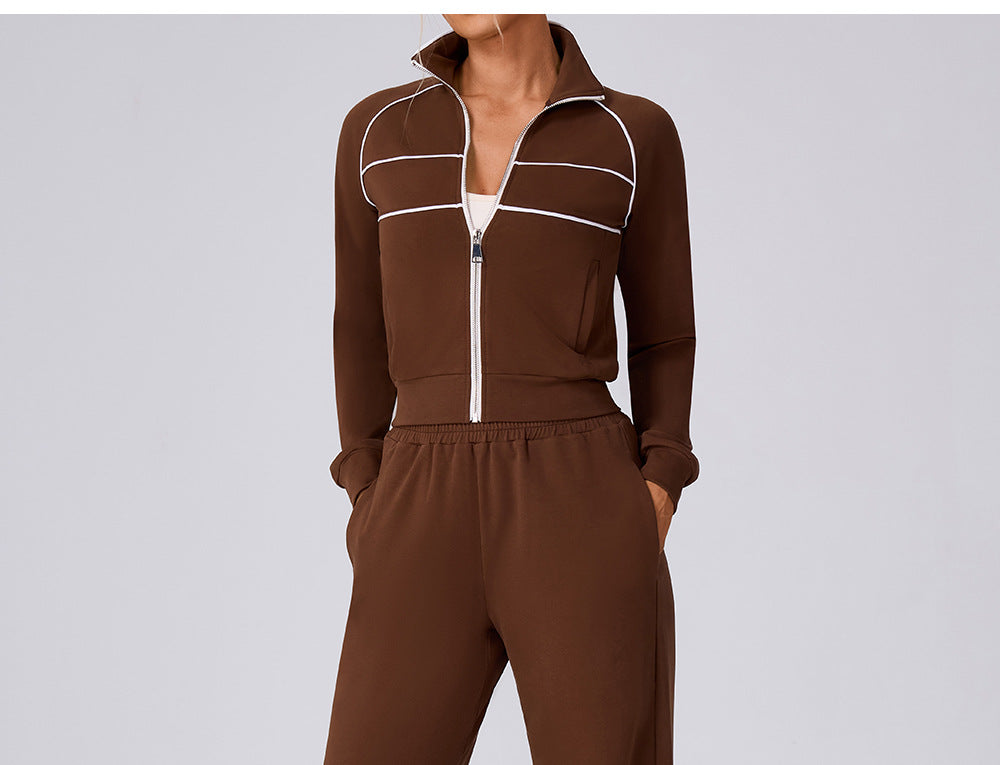 Contrast Color Sweatshirt Suit Loose Casual Comfortable All Match Outdoor Running Cycling Mountaineering Set