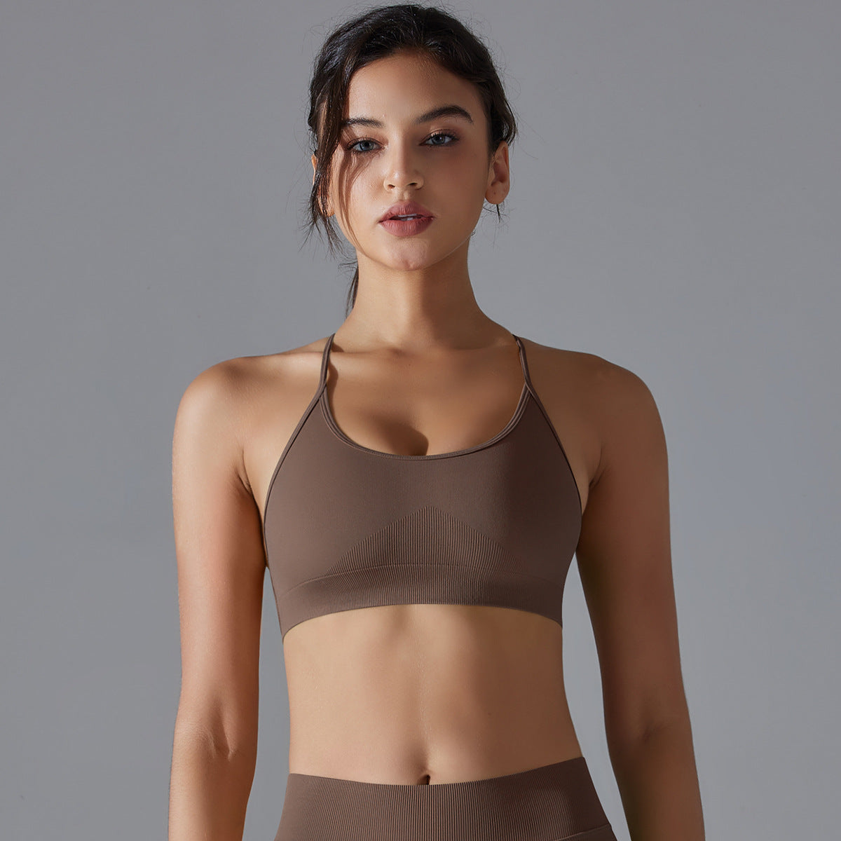 Seamless Knitted Yoga Bra Quick Drying Tight Sports Running Fitness Clothes Sling Cross Beauty Back Yoga Clothes