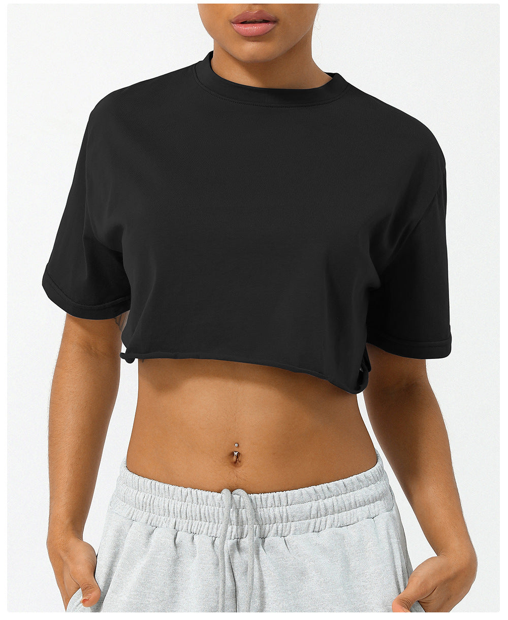 Spring Summer Dance Running Sports Short Sleeve Yoga Suit Women Casual All Matching Workout Top Loose Exercise T Shirt Women