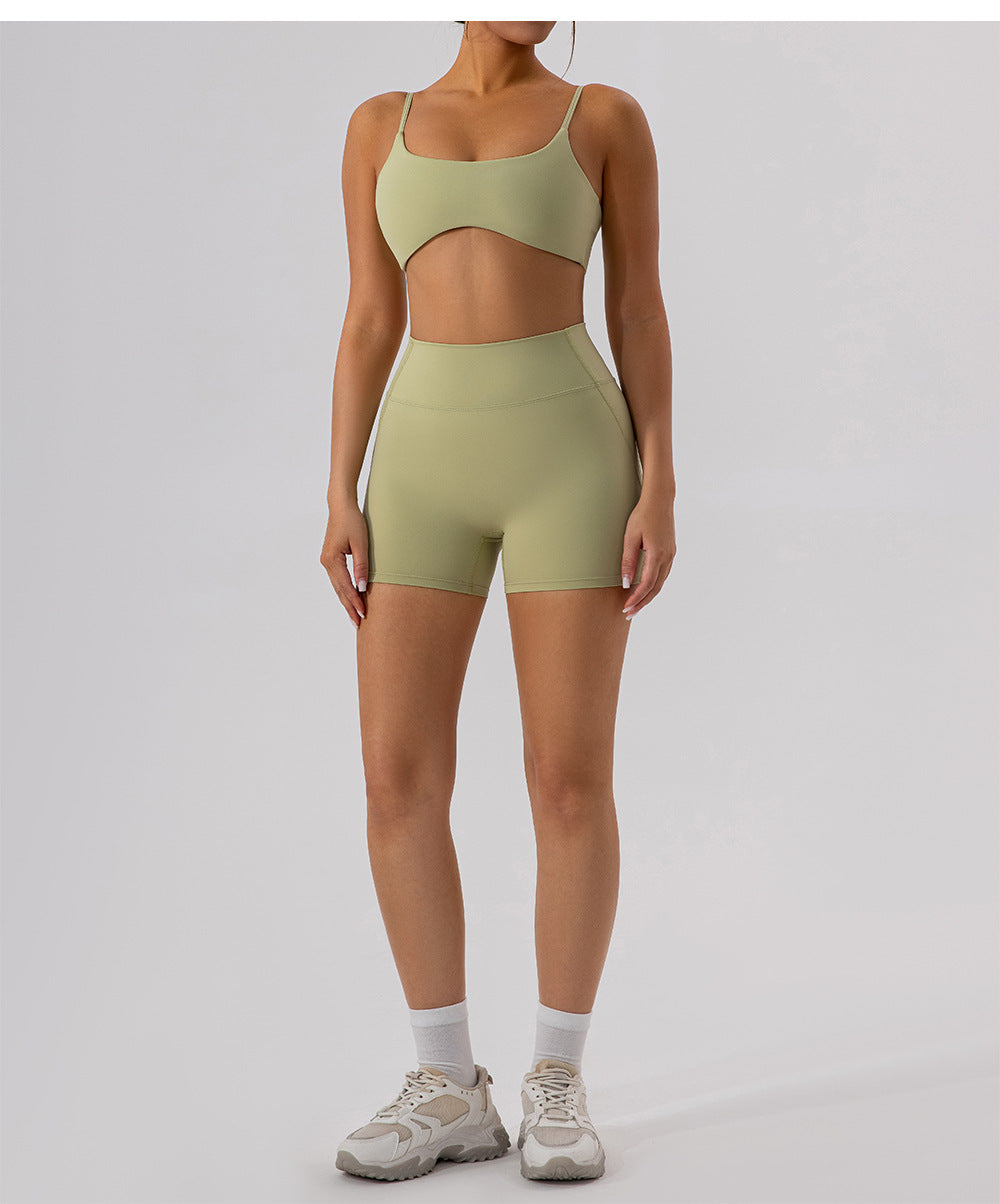 Hip Raise High Waist Yoga Shorts Women Running Slim Fit Sports Shorts Nude Feel Outer Wear Training Belly Contracting Fitness Pants