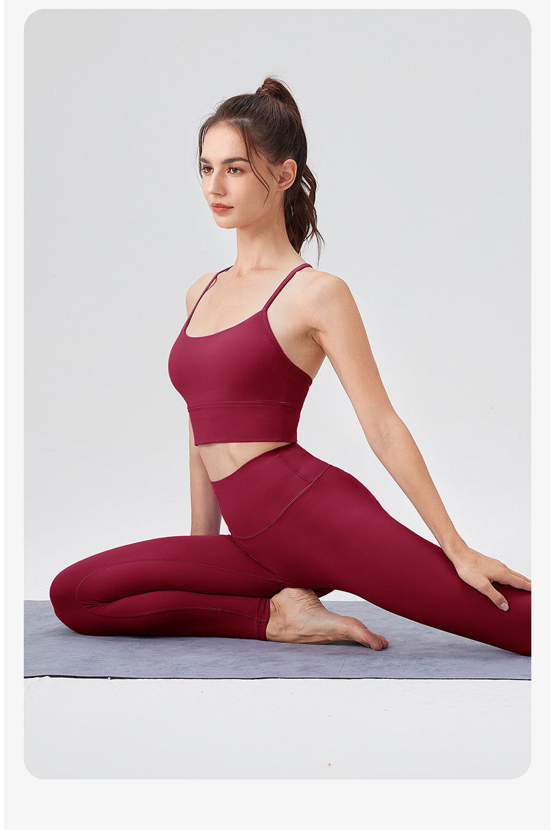 Double 6 Zero Sense Antibacterial No Size Yoga Pants Women Brushed Nude Feel Hip Raise Fitness Pants Tight Running Exercise Pants