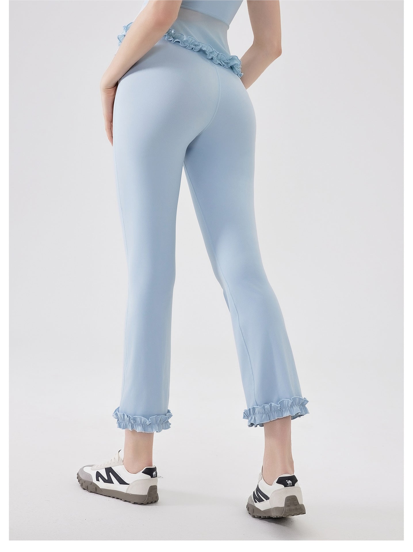 High Waist Lace Slimming Smoke Tube Cropped Pants Slim Fit Yoga Pants Women Hip Lifting Running Workout Pants Fitness Pants