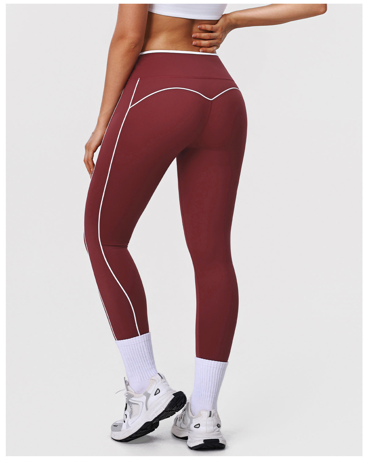 Contrast Color Cross High Top Sports Leggings Peach Hip Raise Yoga Ninth Pants Outdoor Workout Clothes Women