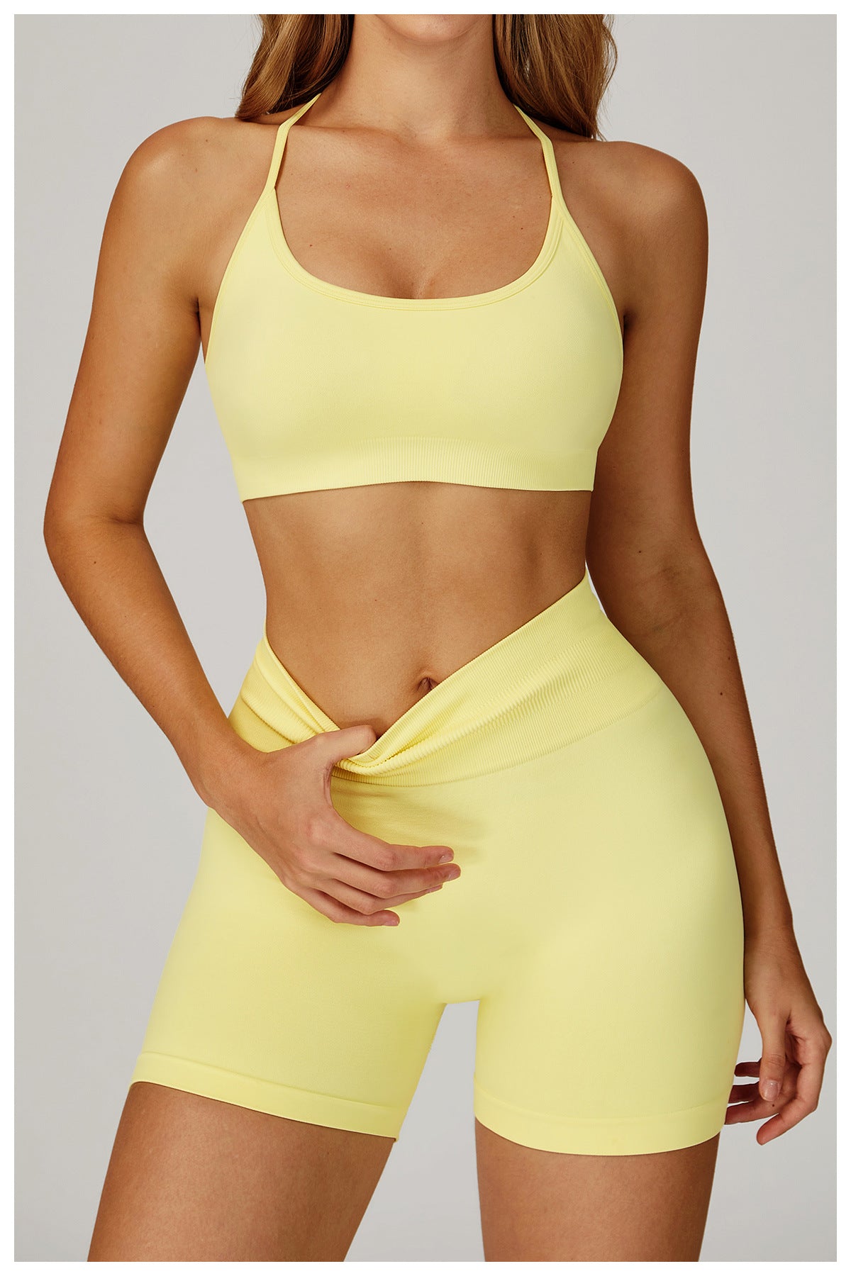 Seamless Yoga Shorts Women Summer High Waist Skinny Hip Raise Outdoor Sports Running Fitness