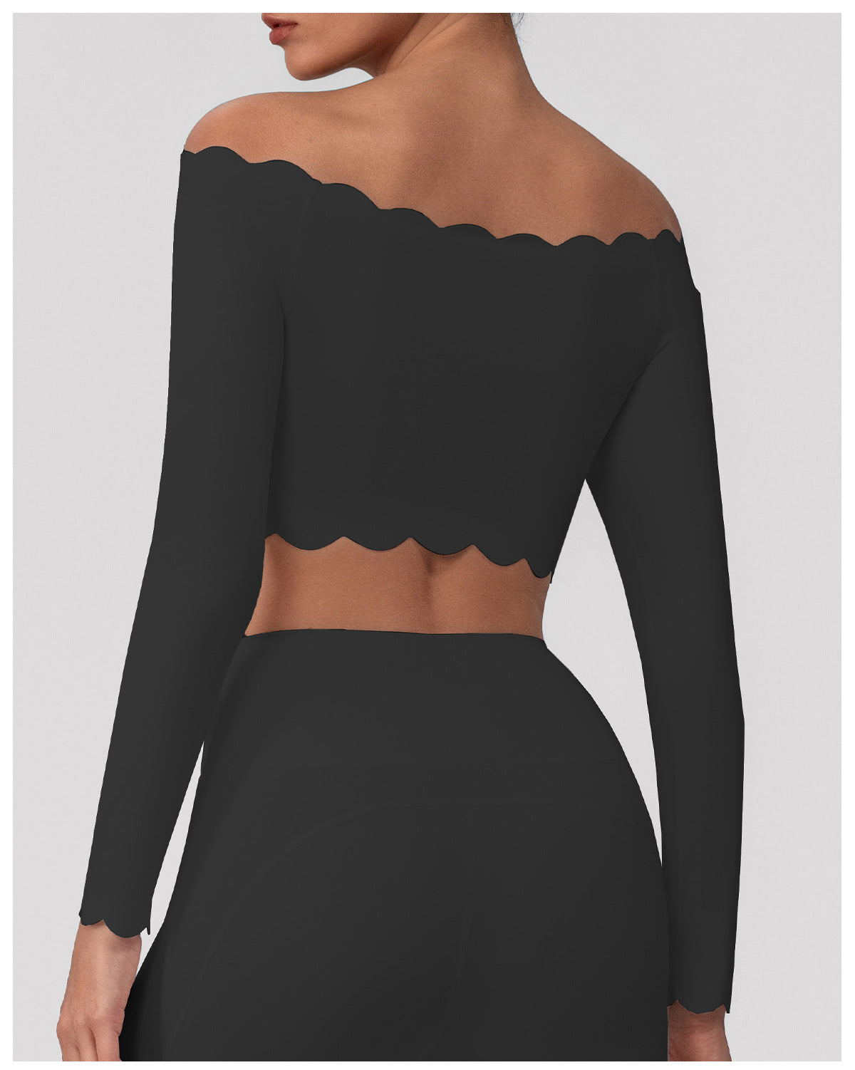 Lace Yoga Jacket Women Fitness off Shoulder Long Sleeved T shirt Casual Sports Slim Fitting Top with Pad