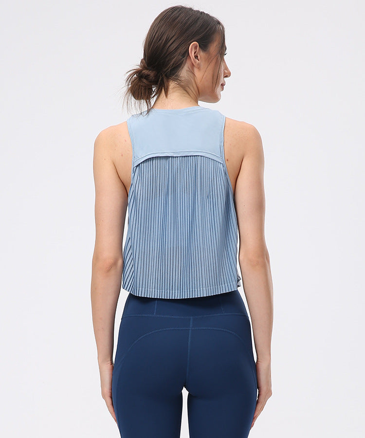Yoga Short Sleeve Women Pleated Crumpled Half Waist Sports Blouse Casual All-Matching Yoga Jacket