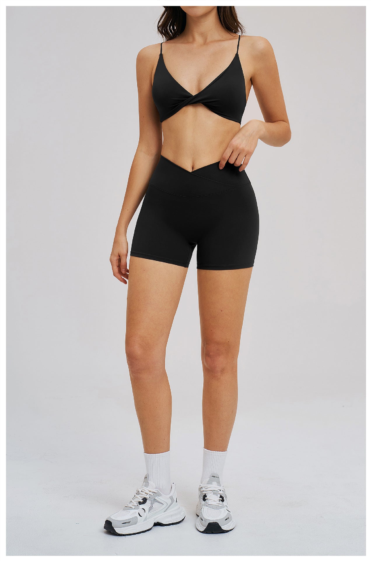 Brushed Yoga Thin Belt Beauty Back Casual Fitness Outdoor Running Exercise Sports Two Piece Sets
